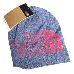 North Face high line blue reversible beanie
